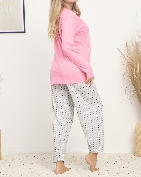 Damenpyjama mit rosa Aufdruck GROSSE GRÖSSE - Kleidung
