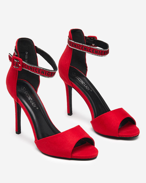 Damensandale mit hohem Absatz in Rot Opassa - Schuhe