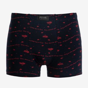 Dunkelblaue Boxershorts für Herren mit roten Mustern - Unterwäsche