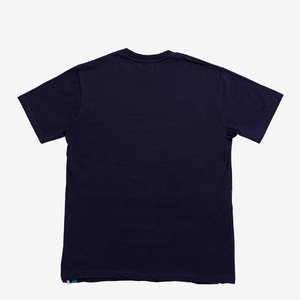 Dunkelblaues Baumwoll-T-Shirt für Herren mit Aufdruck und Inschriften - Kleidung