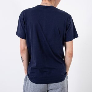 Dunkelblaues Baumwoll-T-Shirt für Herren, verziert mit Druck und der Aufschrift - Kleidung
