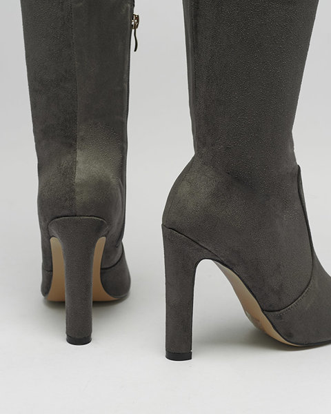 Dunkelgraue Overknee-Stiefel für Damen Cenolli- Footwear