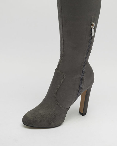 Dunkelgraue Overknee-Stiefel für Damen Cenolli- Footwear