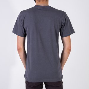 Dunkelgraues Baumwoll-T-Shirt für Herren mit Aufdruck - Kleidung