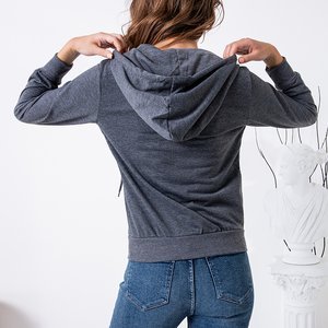 Dunkelgraues Damen-Sweatshirt mit Reißverschluss - Kleidung