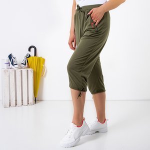 Dunkelgrüne Damenhose mit Taschen PLUS GRÖSSE - Kleidung