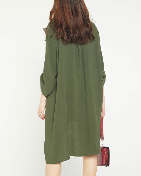 Dunkelgrünes Oversize-Minikleid für Damen - Kleidung