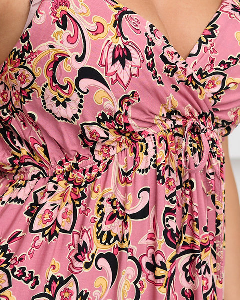 Dunkelrosa luftiges Blumenkleid für Damen - Kleidung