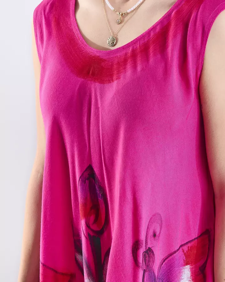 Fuchsia Strandkleid-Rock mit buntem Druck - Kleidung