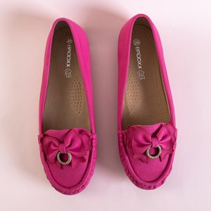 Fuchsiafarbene Damenmokassins mit Emari-Schleife - Schuhe