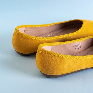 Gelbe Ballerinas der Damen aus Öko-Wildleder Lorani - Schuhe