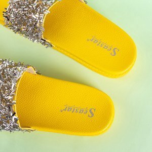 Gelbe Damen-Plateau-Sandalen mit Lomine-Zirkonia - Schuhe