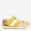 Gelbe Damen-Sportschuhe mit Schlangenhaut-Einsatz Kamalija - Schuhe