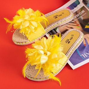 Gelbe Damenhausschuhe mit Blume Massima - Schuhe
