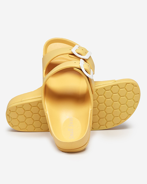 Gelbe Damenhausschuhe mit Schnallen. Teliwo - Footwear