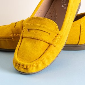 Gelbe Damenmokassins aus Öko-Wildleder Monika - Schuhe