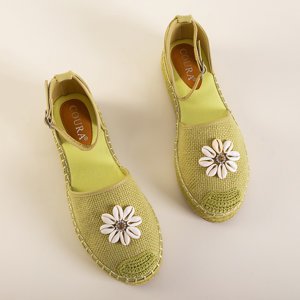 Gelbe Damensandalen a'la espadrilles auf der Maybel-Plattform - Schuhe
