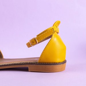 Gelbe Damensandalen mit Blumen Rafana - Schuhe