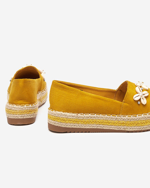 Gelbe Espadrilles für Frauen auf der Plattform mit Izira-Dekorationen - Schuhe