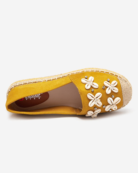 Gelbe Espadrilles für Frauen auf der Plattform mit Izira-Dekorationen - Schuhe