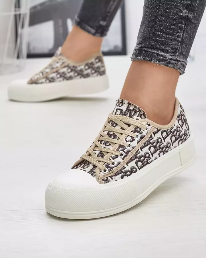 Gemusterte Damen Plateau-Sneakers in brauner Farbe Berika - Footwear