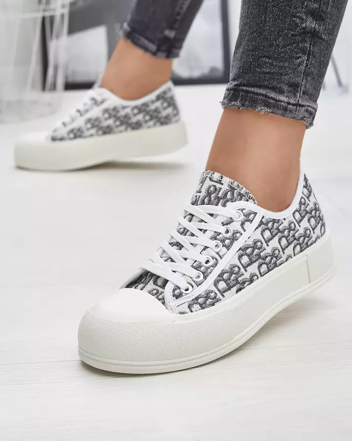 Gemusterte Damen-Sneaker auf Plateau in Weiß Berika - Schuhe