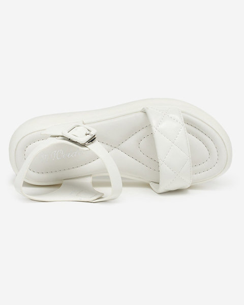 Gesteppte Keilsandalen aus Öko-Leder für Damen in Baloui-Weiß. Schuhe
