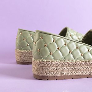 Gesteppte grüne Damen-Espadrilles auf der Erolovai-Plattform - Schuhe