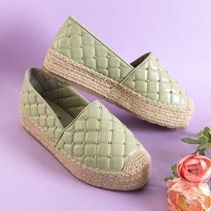 Gesteppte grüne Damen-Espadrilles auf der Erolovai-Plattform - Schuhe