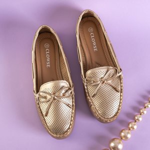 Gold durchbrochene Slipper für Frauen mit Donatela-Schleife - Schuhe