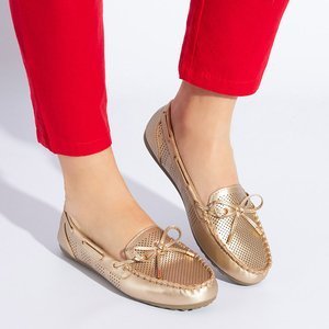 Gold durchbrochene Slipper für Frauen mit Donatela-Schleife - Schuhe
