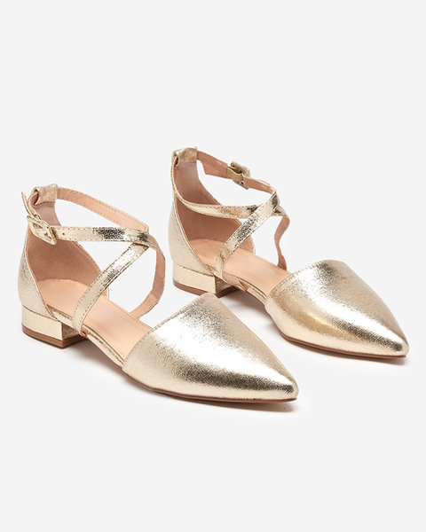Goldene Ballerinas für Damen mit flachen Absätzen Osies- Schuhe