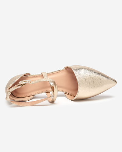 Goldene Ballerinas für Damen mit flachen Absätzen Osies- Schuhe