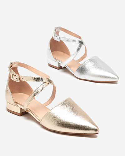 Goldene Ballerinas für Damen mit flachen Absätzen Osies- Schuhe