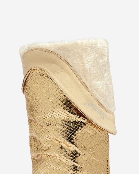 Goldene Damen-Stiefel mit hohem Absatz und Prägung Elivea- Footwear