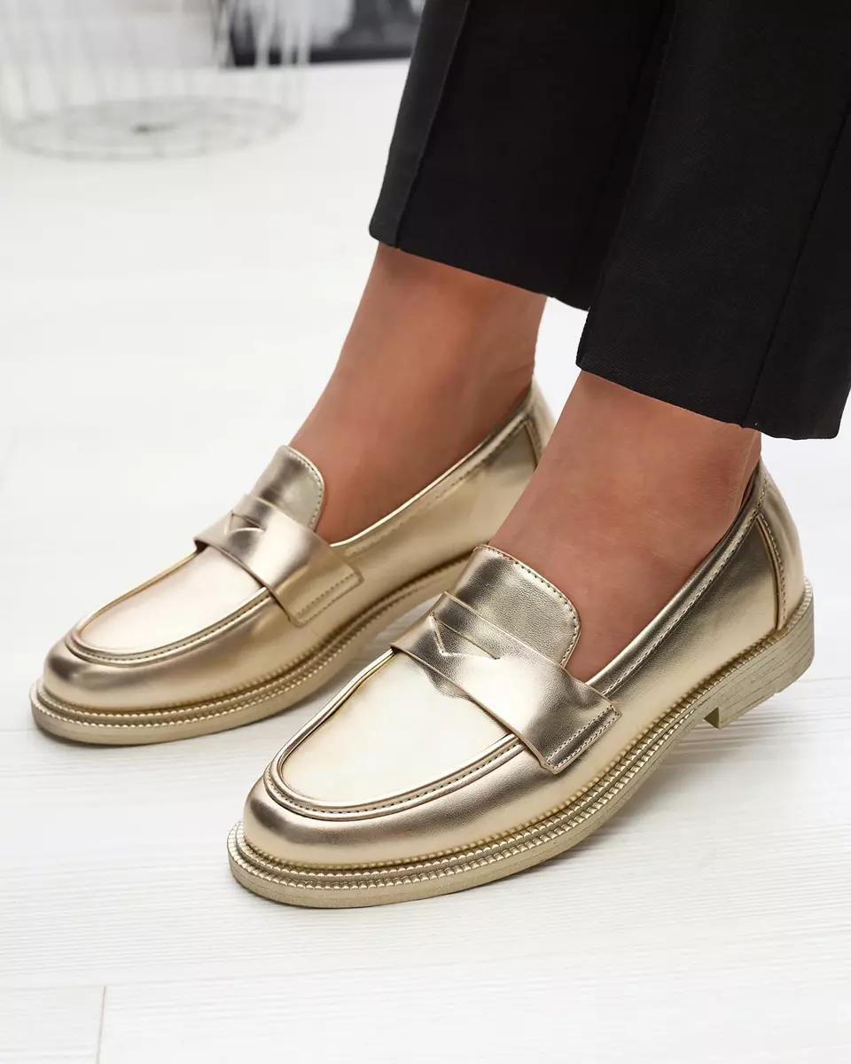 Goldene Damenmokassins aus Ökoleder Zibom- Footwear