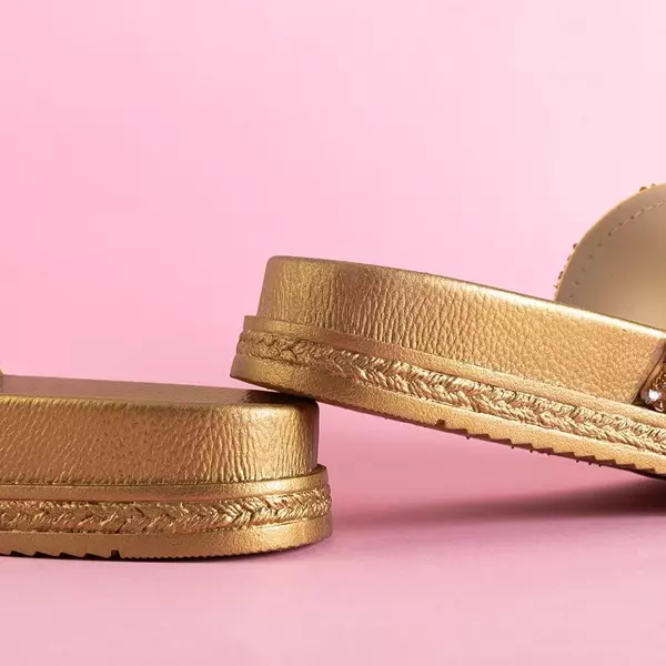 Goldene Damensandalen mit Zirkonia Aisidora - Schuhe