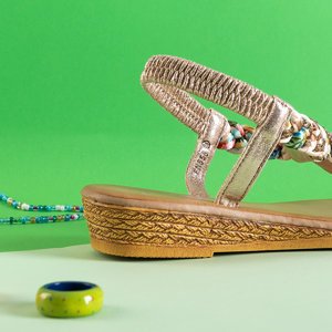 Goldene Flip-Flops mit Ornamenten Gortenzja - Footwear