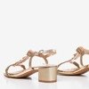 Goldene Sandalen auf einem niedrigen Pfosten mit Zirkonia Doremia - Footwear