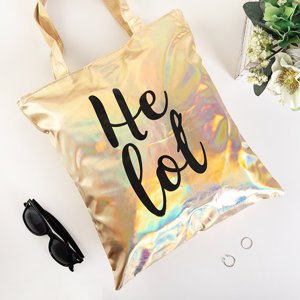 Goldene holografische Umhängetasche mit der Aufschrift ''Heloł'' - Handtaschen