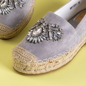 Graue Damen-Espadrilles mit Lucima-Dekorationen - Schuhe