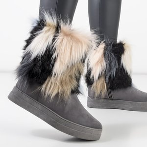 Graue Damen Schneeschuhe mit Fell Marell - Schuhe