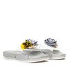 Graue Hausschuhe mit dekorativen Blumen Novia - Footwear