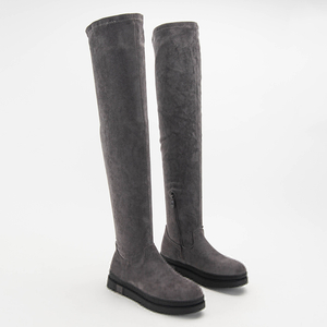 Graue Overknee-Stiefel aus Öko-Wildleder für Damen Airada - Schuhe