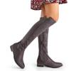 Graue Overknee-Stiefel für Damen mit flachen Absätzen von Conti - Shoes