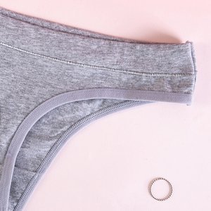 Grauer Baumwollstring für Damen mit Aufdruck - Unterwäsche