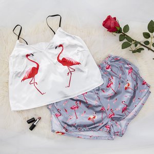 Grauer Flamingo-Pyjama für Damen - Kleidung