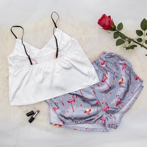 Grauer Flamingo-Pyjama für Damen - Kleidung