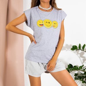 Graues Damen-T-Shirt mit Print - Kleidung