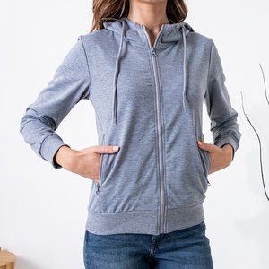 Graues Sweatshirt mit Reißverschluss für Damen - Kleidung